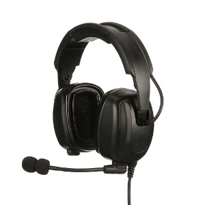 Heavy-Duty, Over-the-Head Headset With Noise-Canceling Boom Microphone